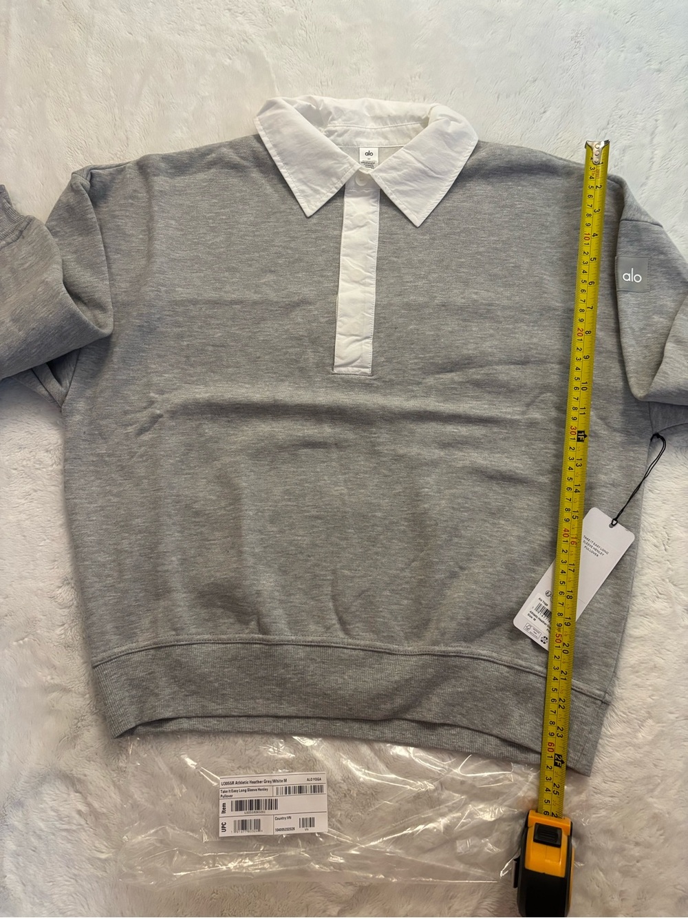 ALO Yoga Take it easy long sleeve Henley pullover Athletic Grey size M, NWT - Picture 5 of 10
